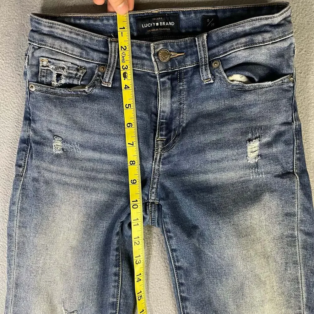 Lucky Brand Women's Distressed Mid-Rise blue Skinny Jeans Size 0/25